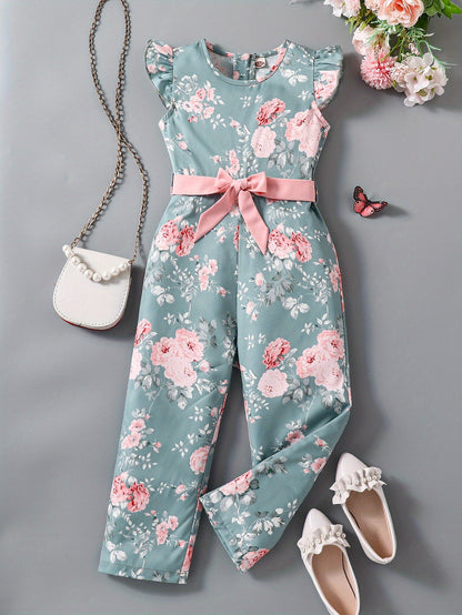 Girls Flutter Sleeve Jumpsuit