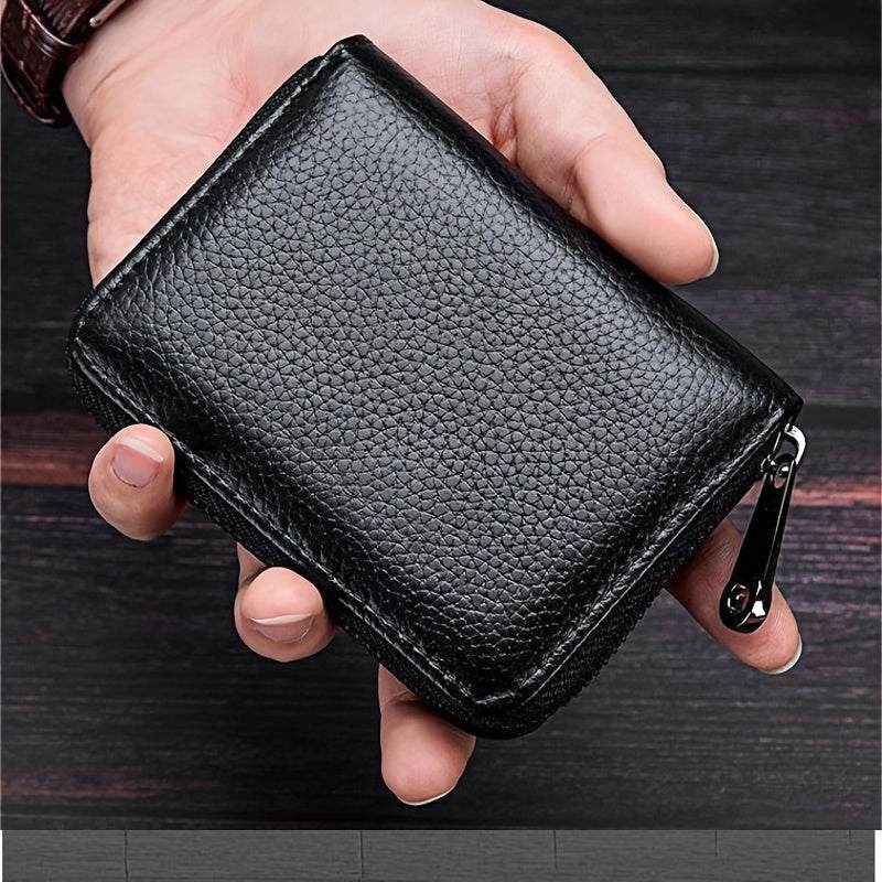 Card Case for Men - Zippered Coin Compartment