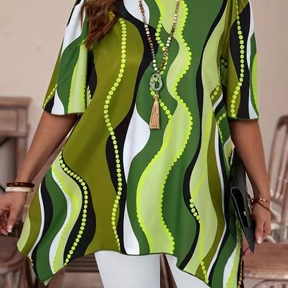 Women Black and White Abstract Print Top - Casualwear