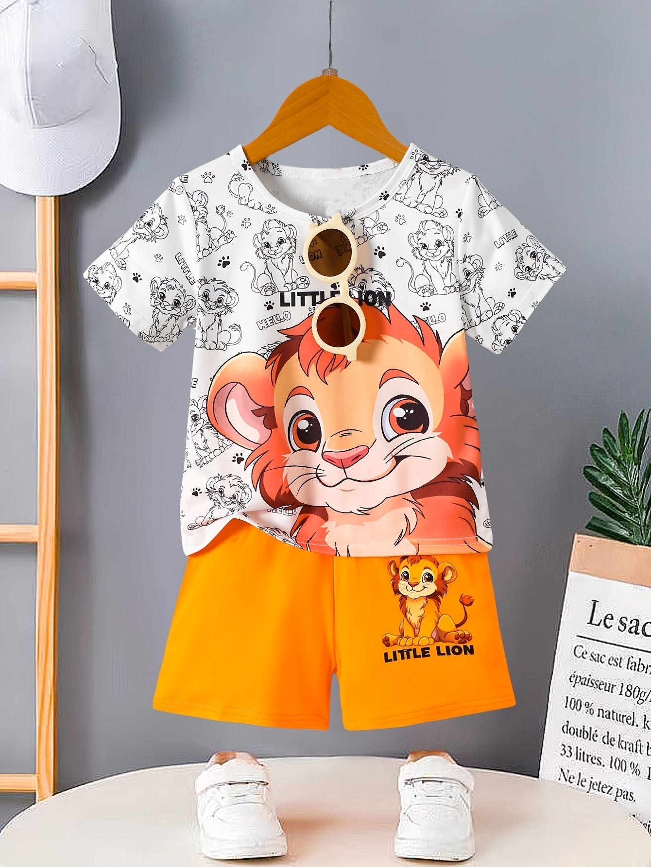 Boys Little Lion Print T-Shirt and Shorts Set