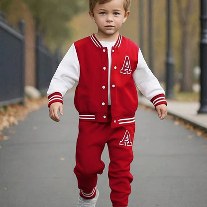 Boys 2 pcs Knit Baseball Suit - Stylish Fall/Winter Wear