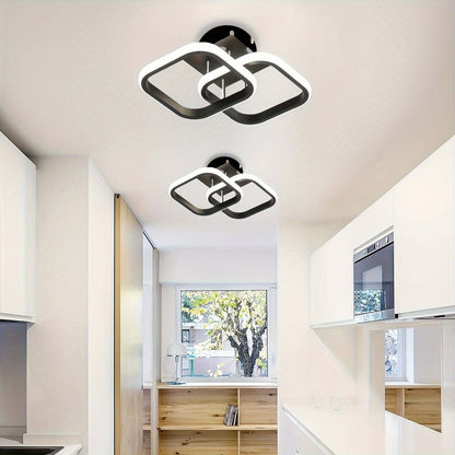 Modern Square LED Ceiling Light Fixture, Dimmable Metal