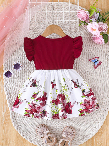 Floral Ruffle Sleeve Dress 