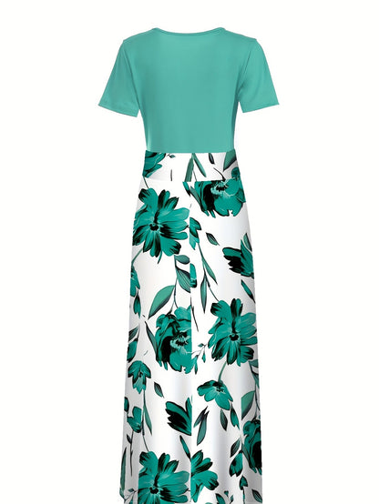 Floral Print Crew Neck Dress