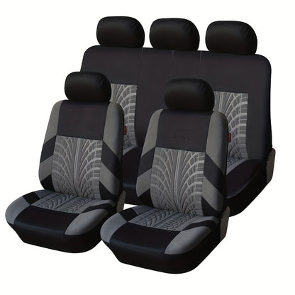 Luxury Linen 5-Seat Car Seat Covers, New Style, Premium, All-Season, Full Coverage, Integrated, Breathable, Auto Seat Protectors, Cushion Covers, Vehicle Interior Accessories, Polyester Fiber, Non-Textile Weaving, Fits Most M