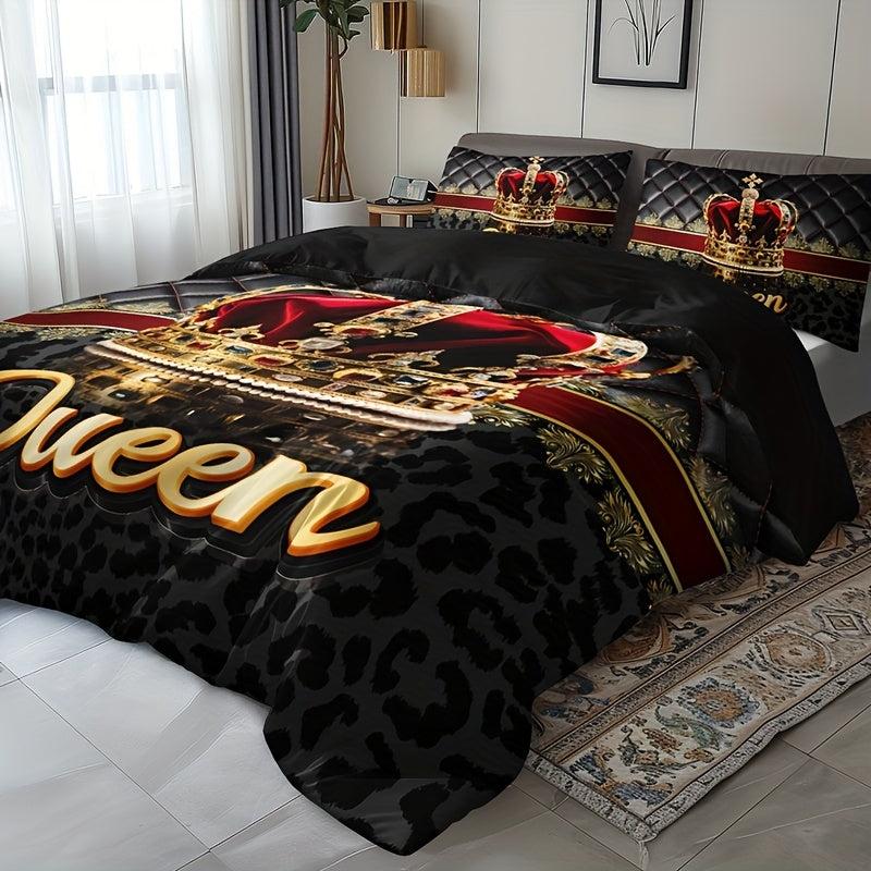 Leopard Print Quilt Cover Set - Stylish Home Decor,  Polyester