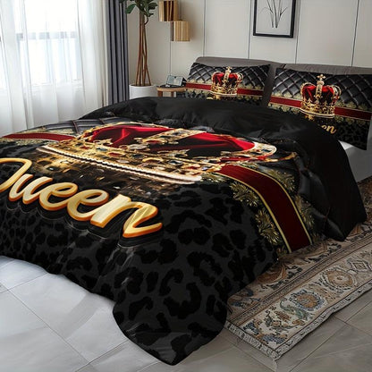 Leopard Print Quilt Cover Set - Stylish Home Decor,  Polyester