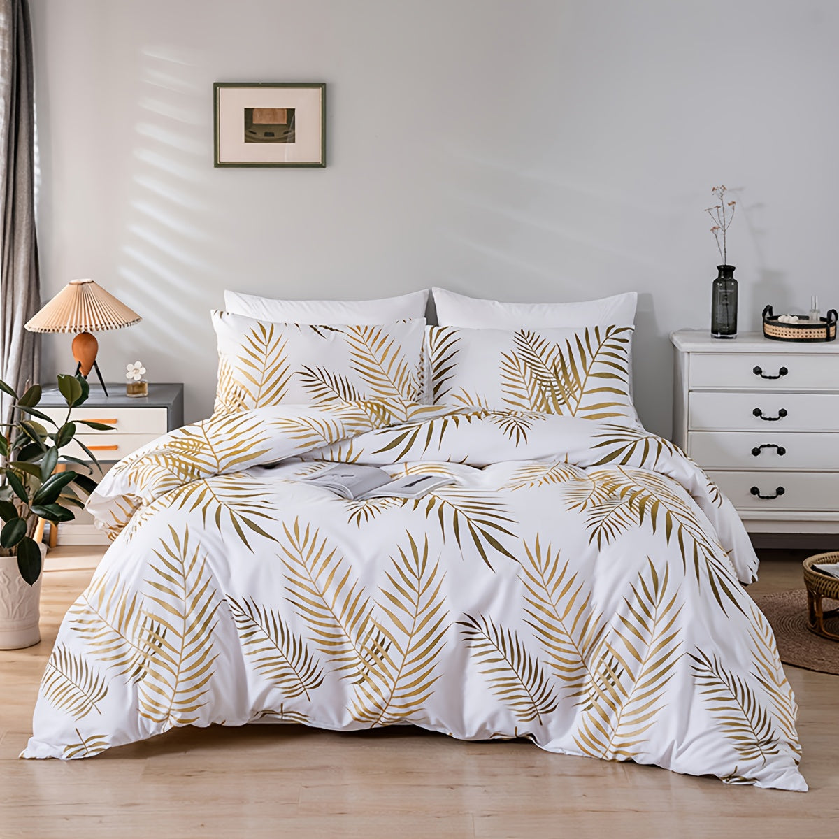 3 pcs Golden Leaf Duvet Cover Set