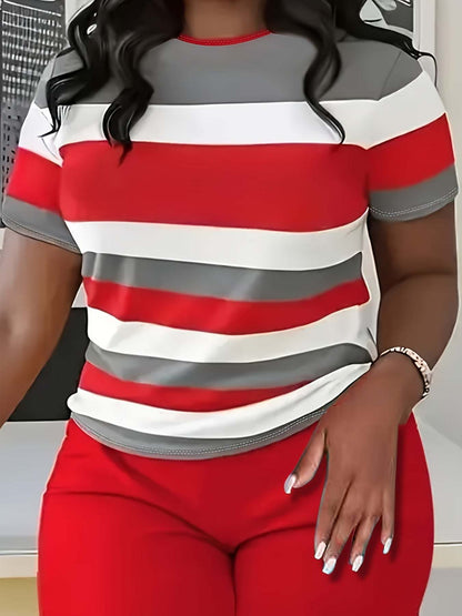 Womens Plus Size Striped T-Shirt 