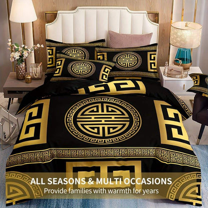 Geometric Golden Duvet Cover Set