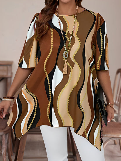 Women Black and White Abstract Print Top - Casualwear