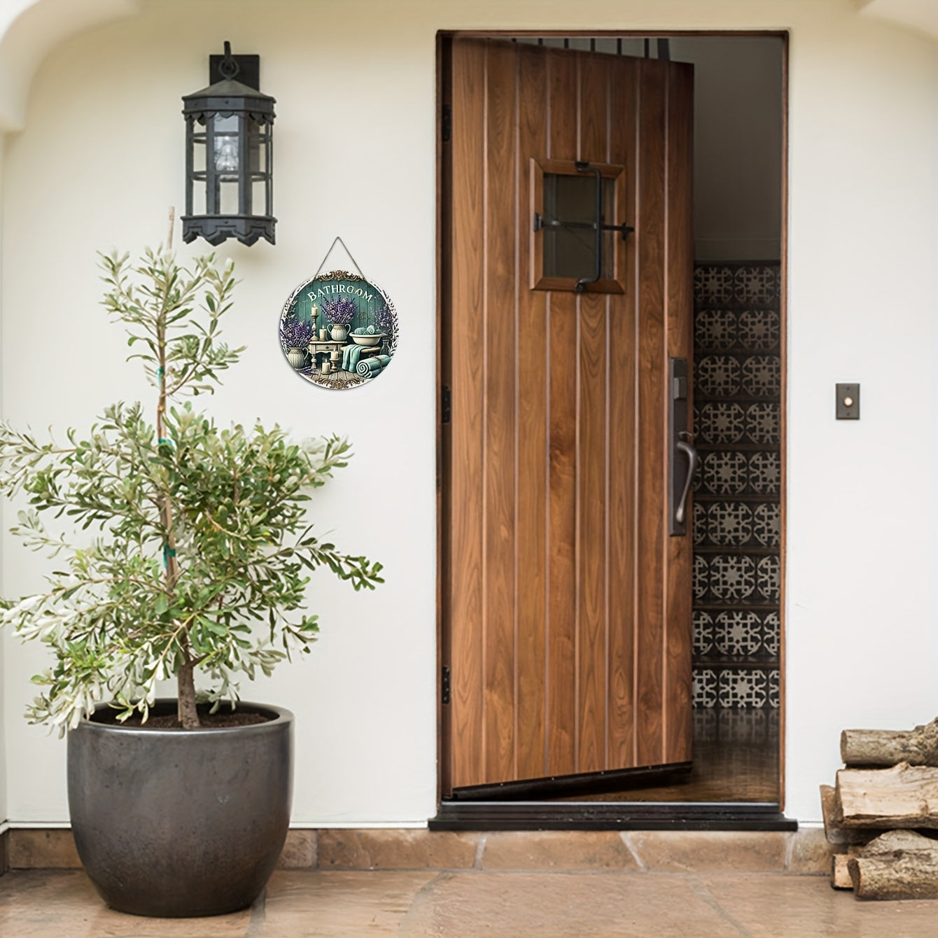 Rustic Wooden Bathroom Plague