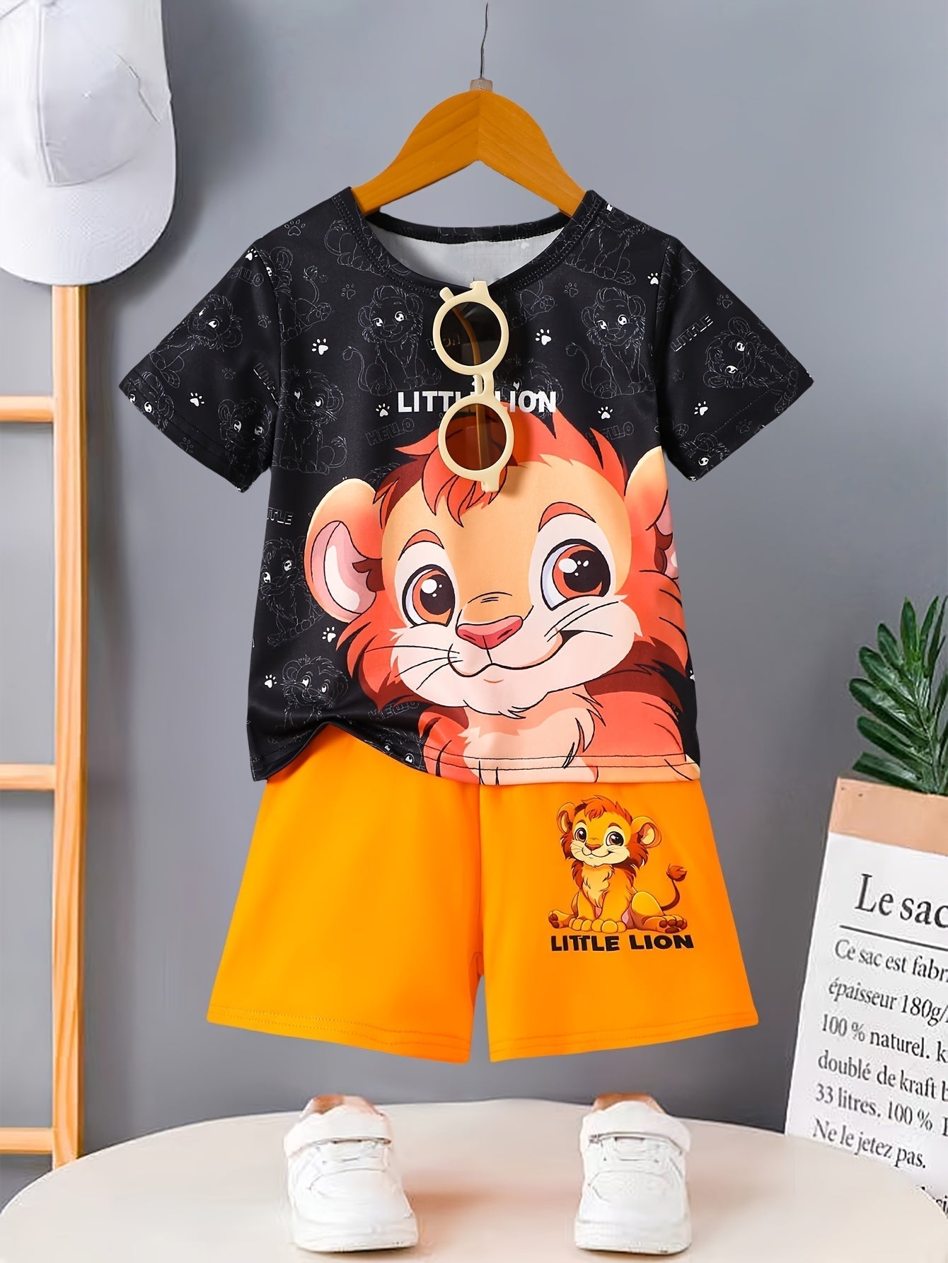 Boys Little Lion Print T-Shirt and Shorts Set