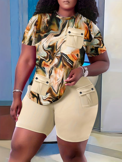 Fade Print Pocket Stitching Suit