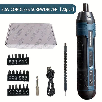 3.6V Lithium Cordless Screwdriver - Electric Set with 4 Torque