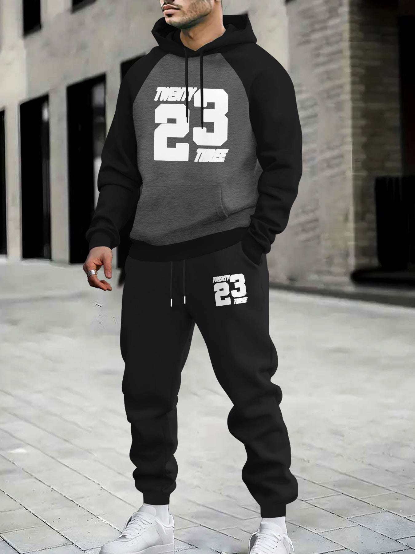 Men Sporty Hoodie and Sweatpants Set