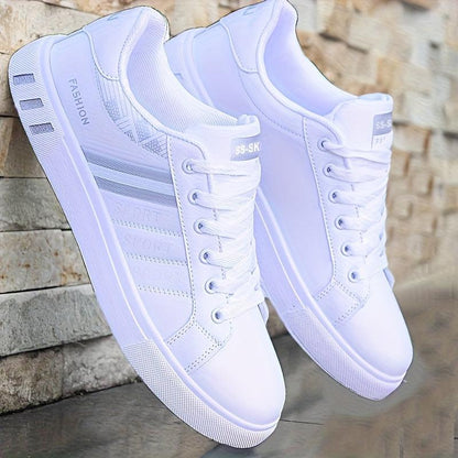 Men Lace-up Sneakers - Striped Design Skate Shoes, Comfortable
