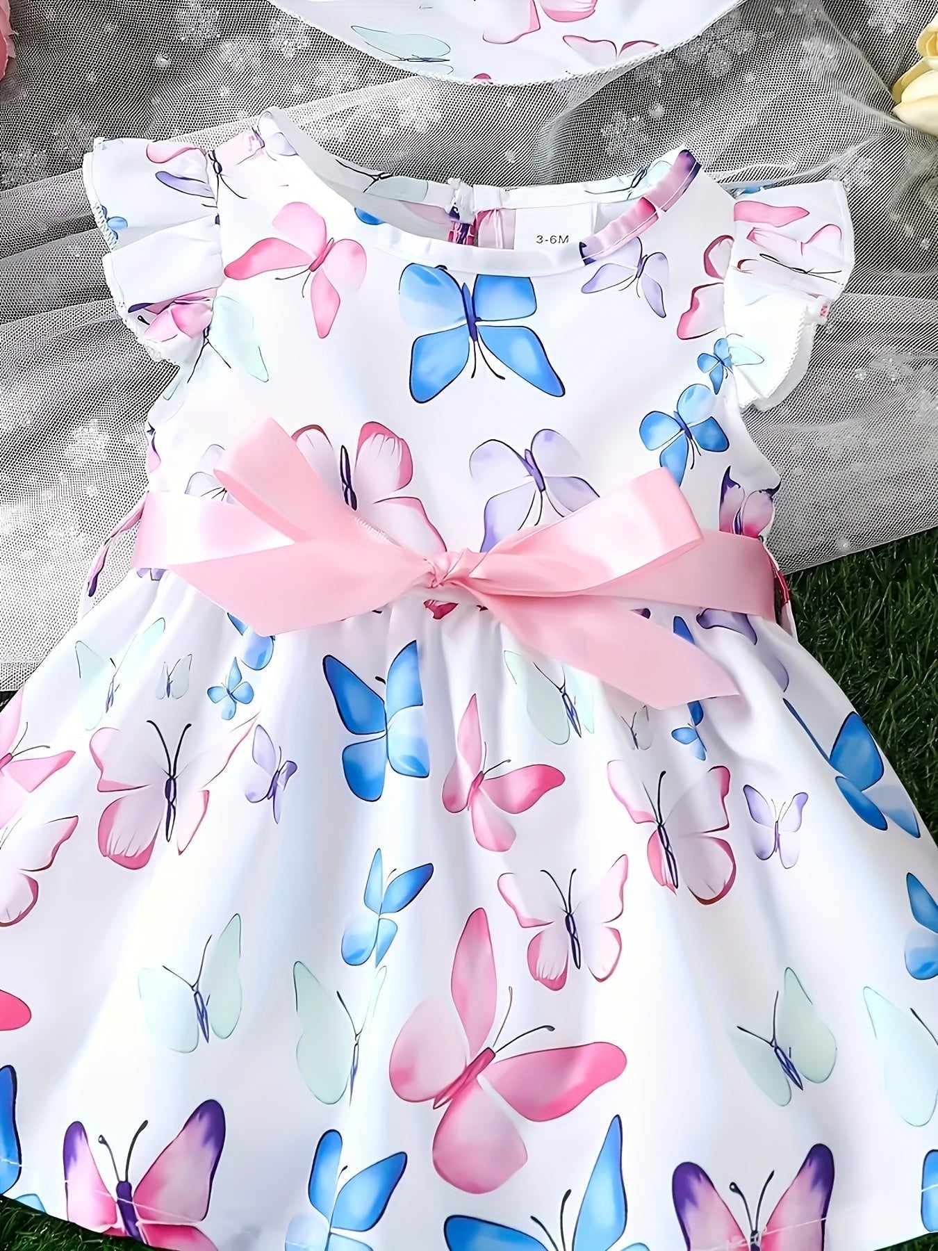 Girls Butterfly Print Dress and Hat Set - Adorable Holiday Outfit