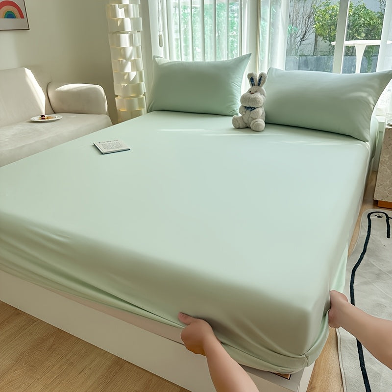 1pc A new Light Beige-friendly soft and comfortable fitted sheet suitable for bedroom mattress protection cover