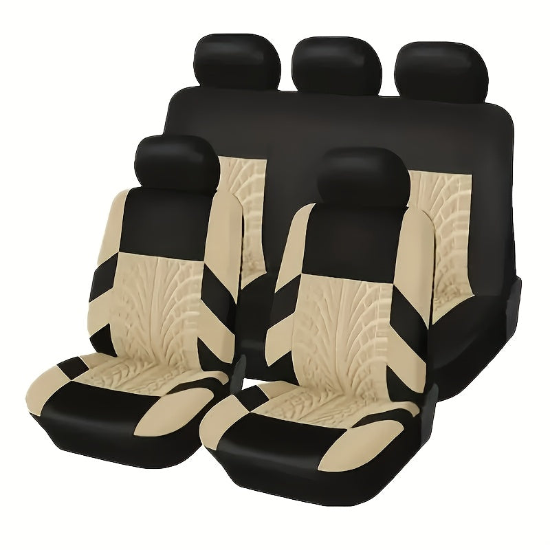 Luxury Linen 5-Seat Car Seat Covers, New Style, Premium, All-Season, Full Coverage, Integrated, Breathable, Auto Seat Protectors, Cushion Covers, Vehicle Interior Accessories, Polyester Fiber, Non-Textile Weaving, Fits Most M