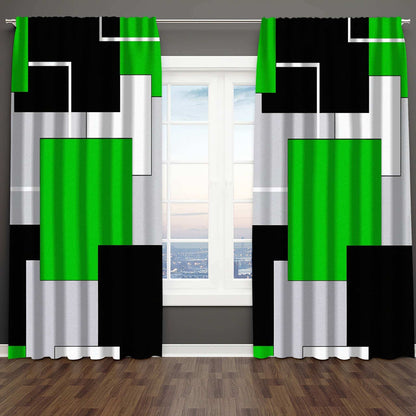 2pcs Modern plaid curtains in red and grey