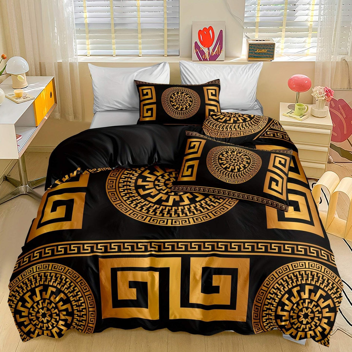 Retro Geometric Quilt Cover Set