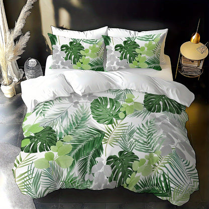 Dragon Blood Vine Green Bamboo Pattern - 1*Duvet Cover + 1/2 Pillowcases, Polyester