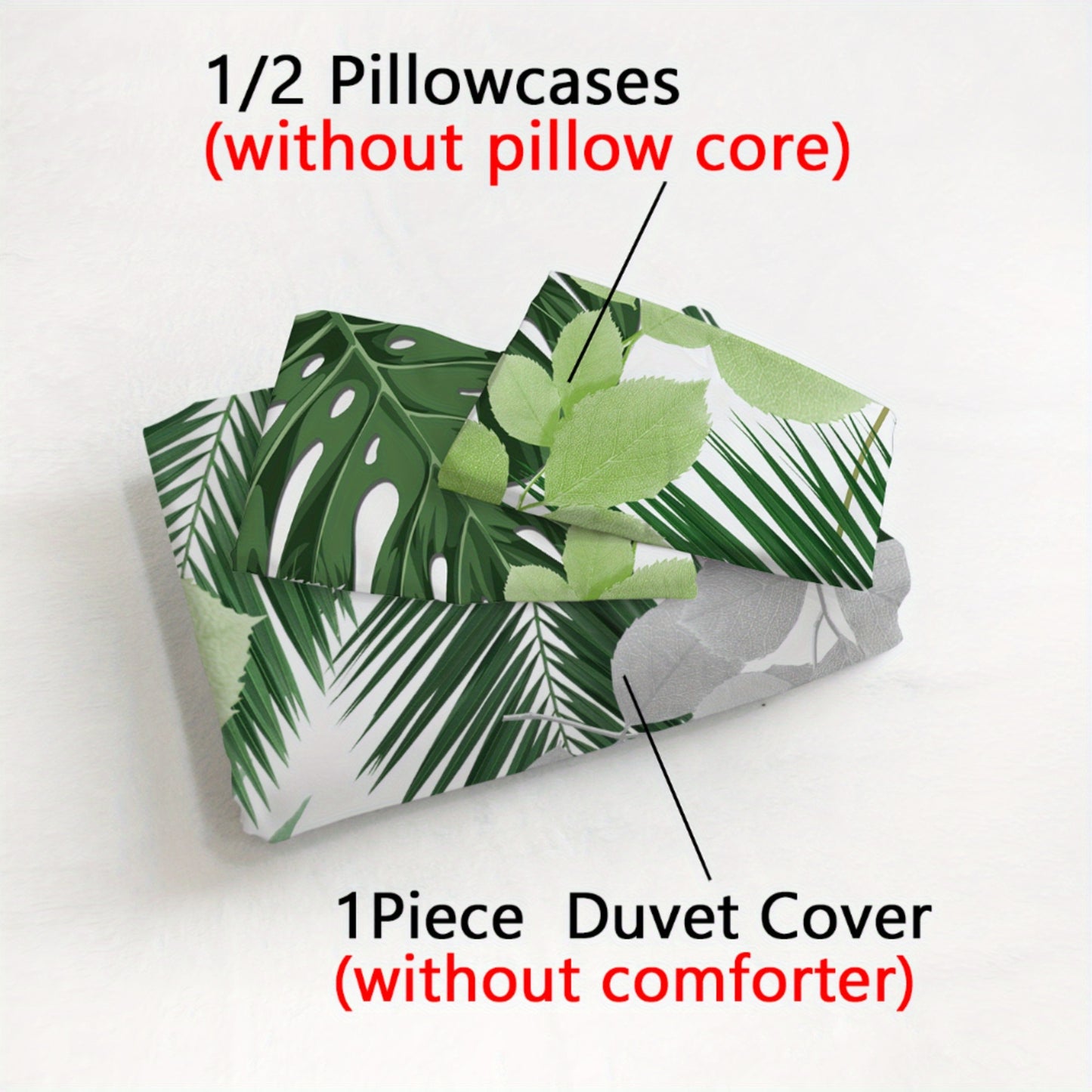 Dragon Blood Vine Green Bamboo Pattern - 1*Duvet Cover + 1/2 Pillowcases, Polyester