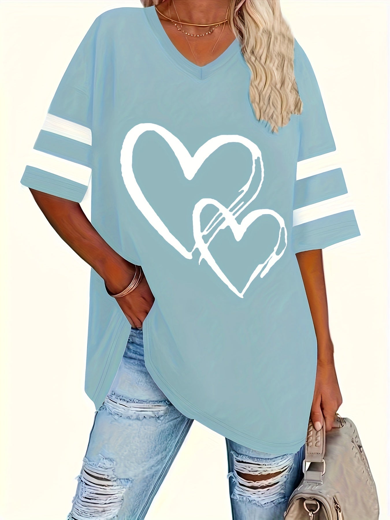 Plus Size Heart V-Neck Tee