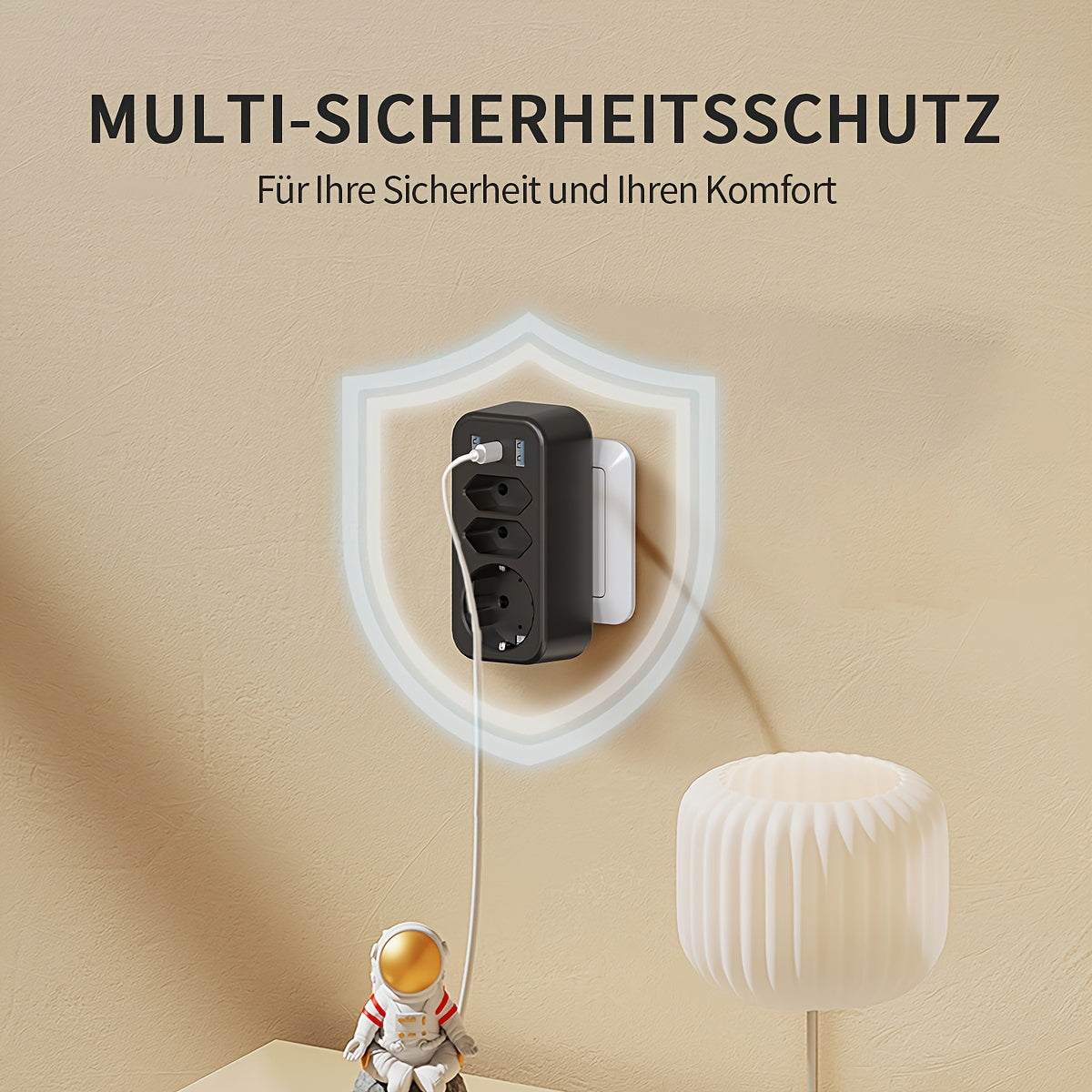 4000W Power Strip - STGAROT, 1 pc, 4 European Outlets, 16A 220-240V