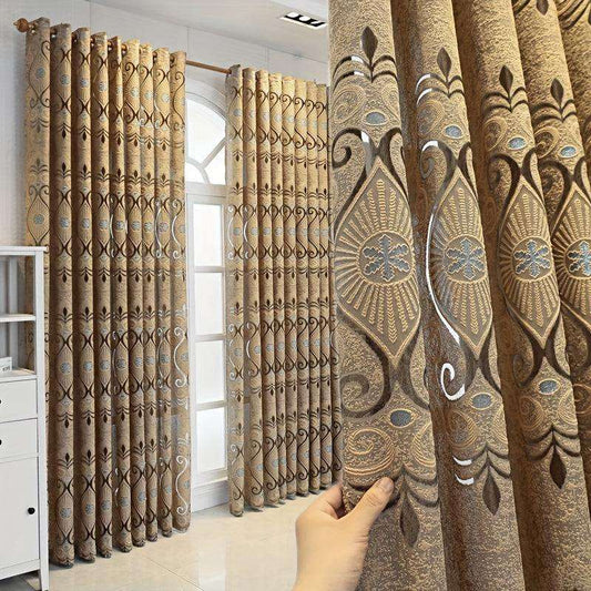 1 Panel Coffee Jacquard Curtain