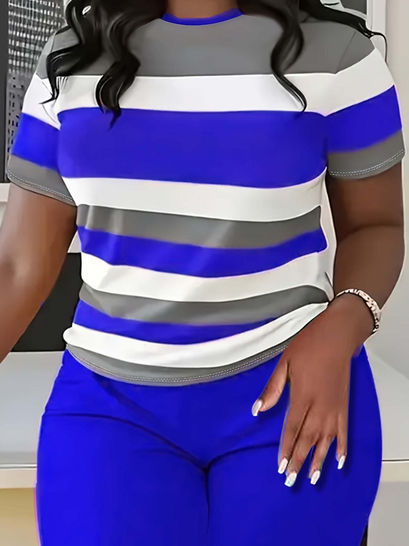 Womens Plus Size Striped T-Shirt 