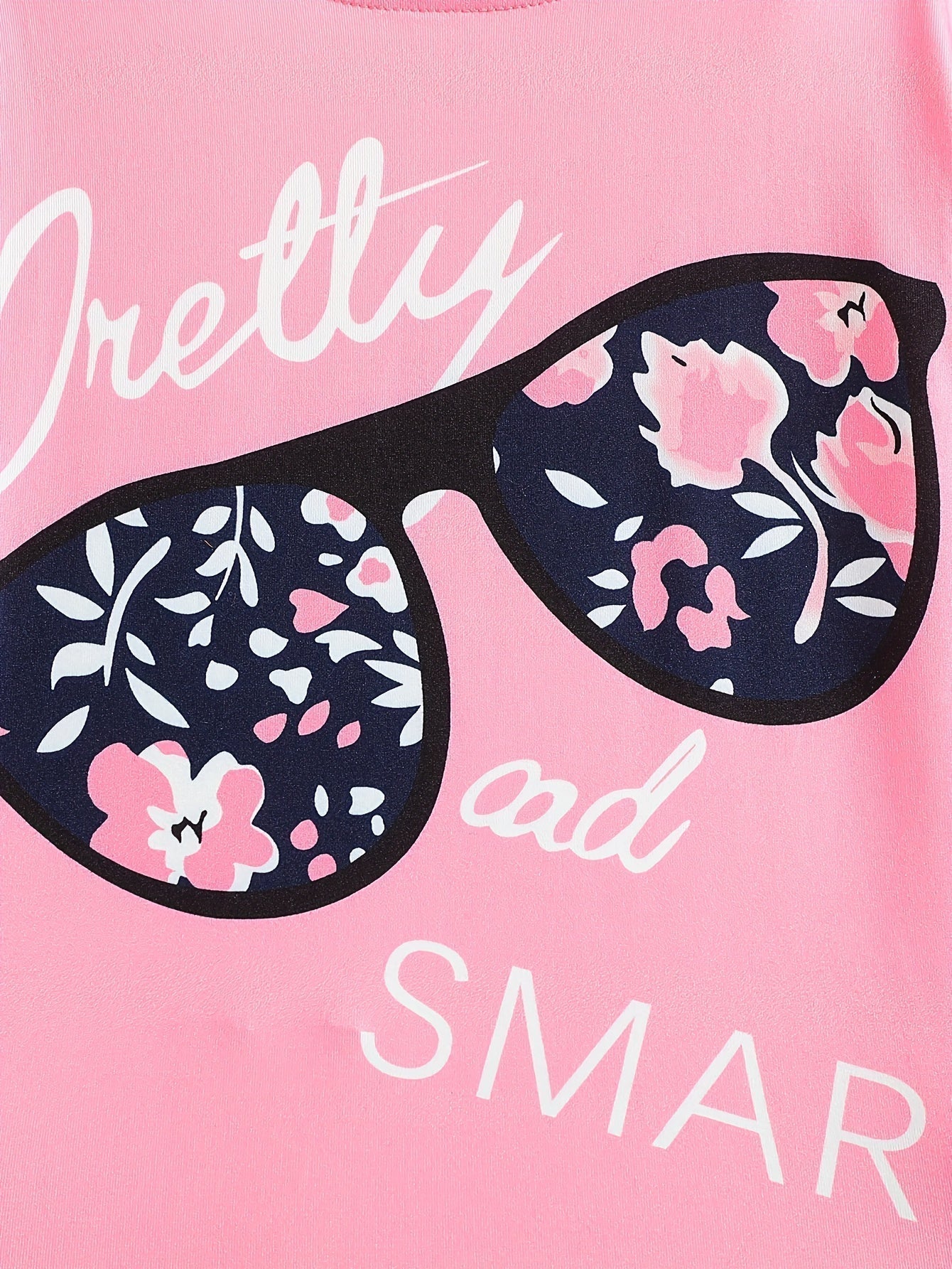 2 pcs Girls Party Outfit - Graphic Tee & Floral Leggings