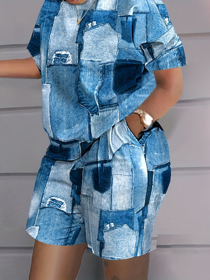 Patchwork Print Two-piece Set