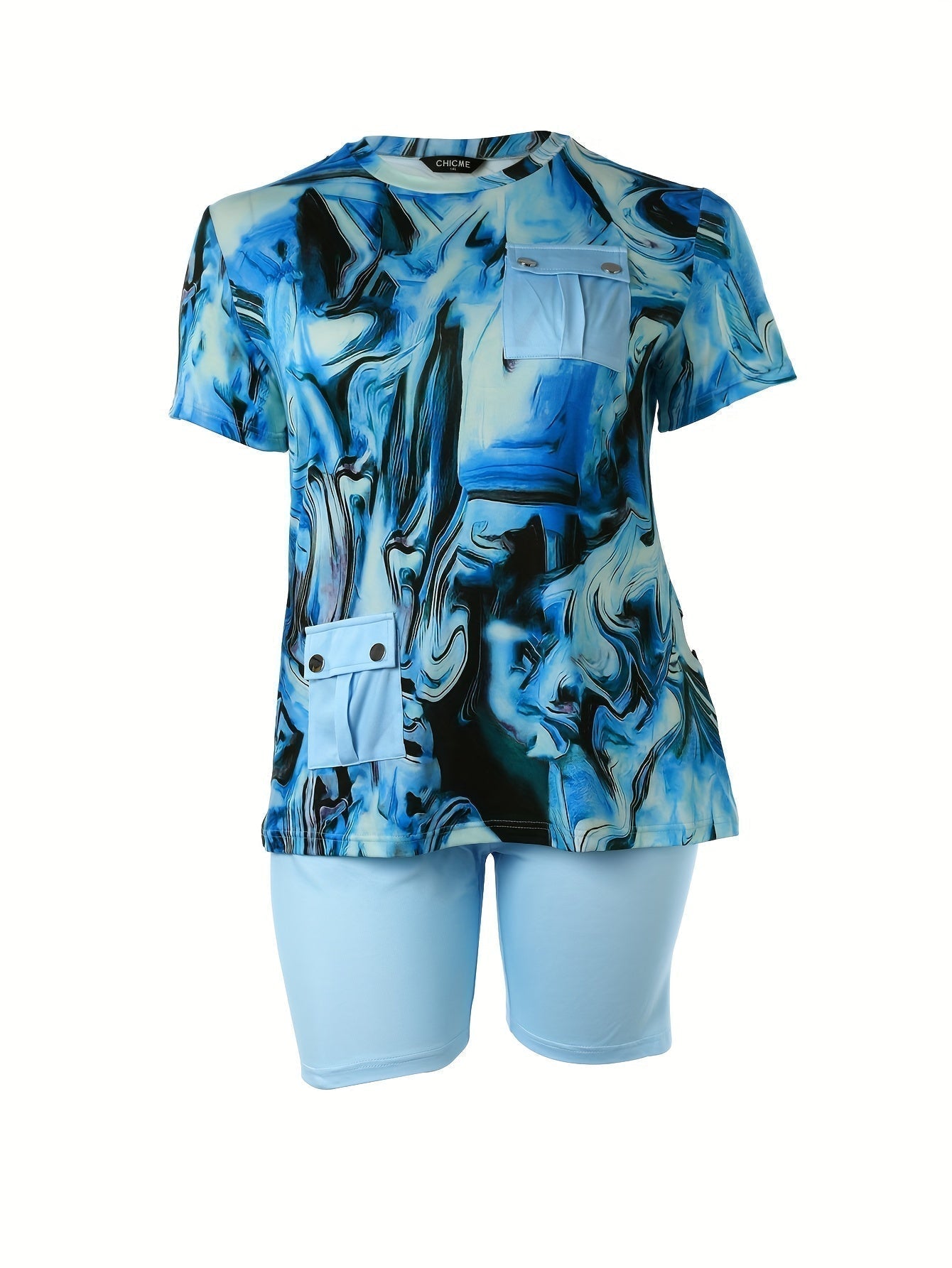 Fade Print Pocket Stitching Suit