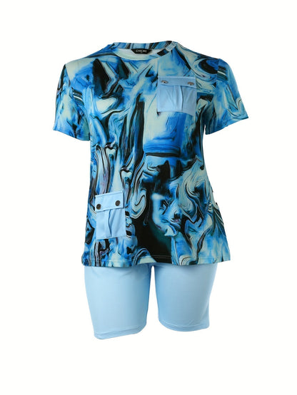 Fade Print Pocket Stitching Suit