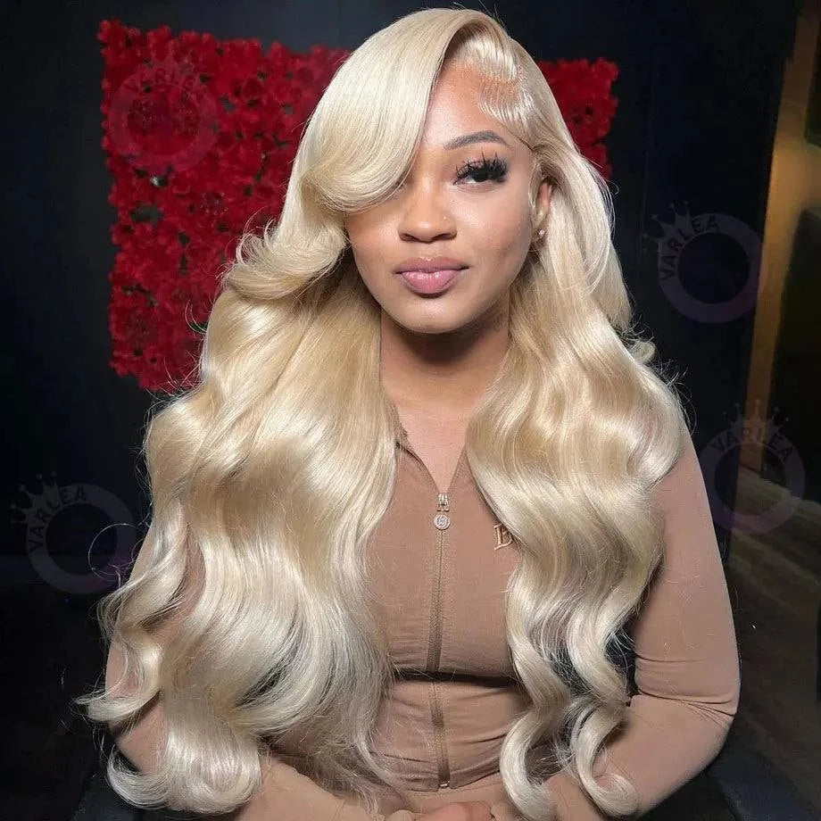 Body wave human hair wig blonde Lace 180% density  613