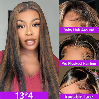 1B30 Straight Highlight HD Lace Frontal Wig - 30" 180 Density1B/30 Straight Highlight HD Lace Frontal Wig