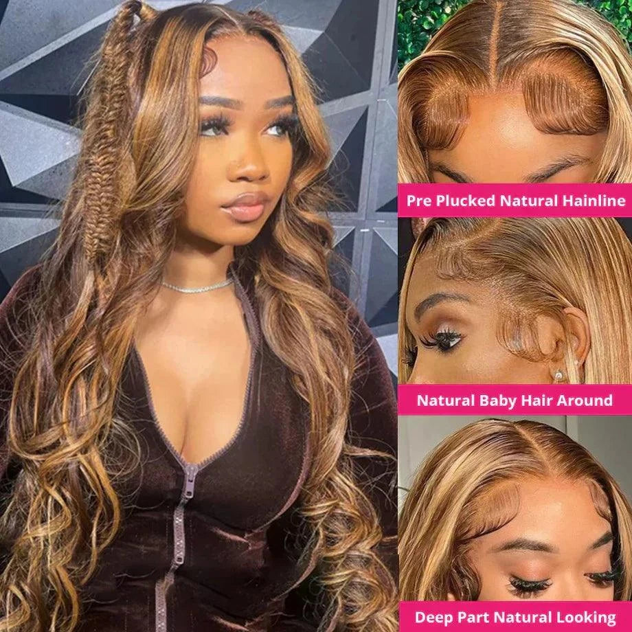 Light Brown Brazilian Human Hair Swiss Lace Wig