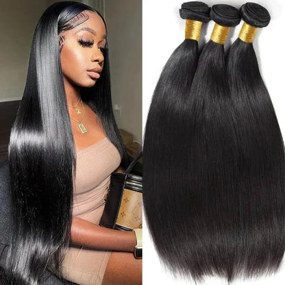 8-32 inch bone straight Brazilian human hair weave bundles, natural color Remy hair extension.