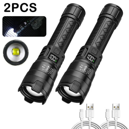 High Power 2000LM LED Flashlight Built-in Battery USB