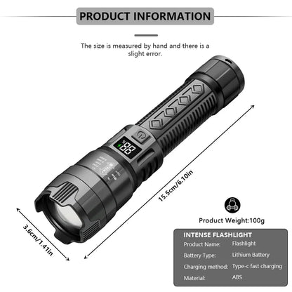 High Power 2000LM LED Flashlight Built-in Battery USB