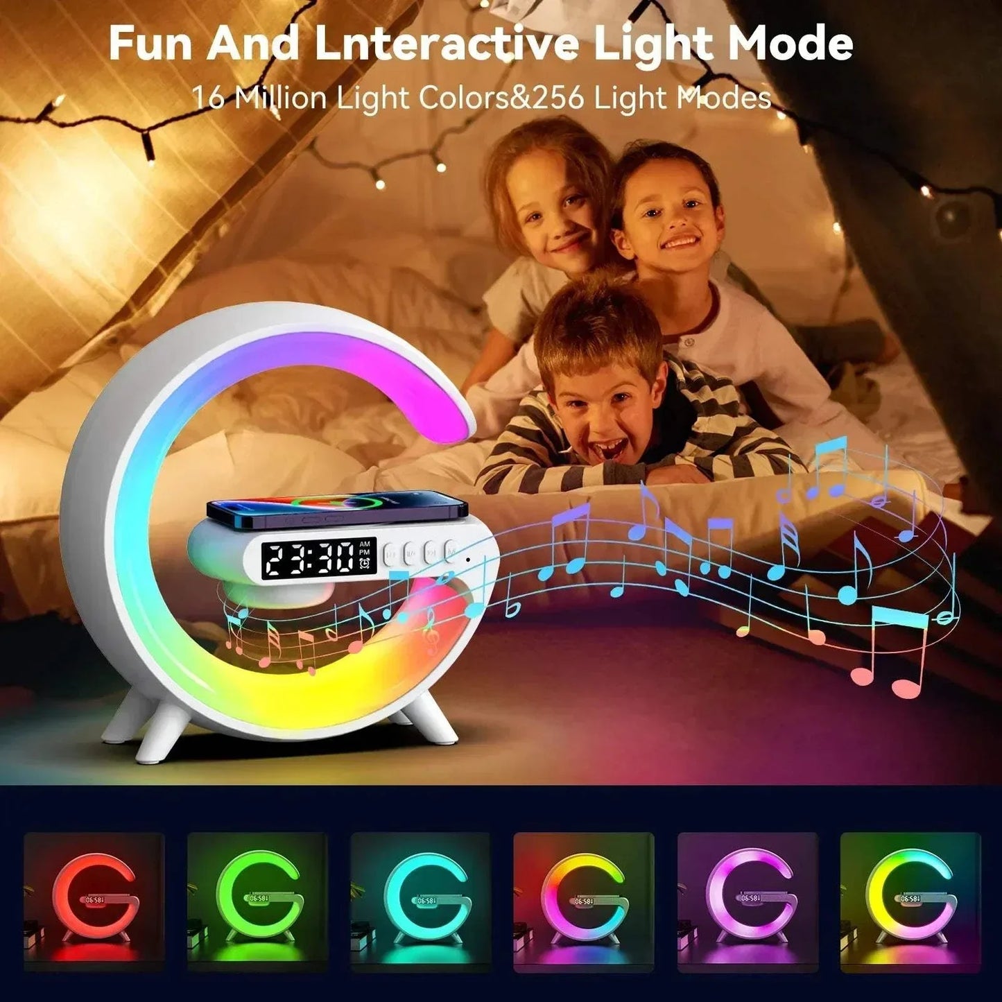 Multifunction Wireless Charger Stand Pad RGB Light Speaker