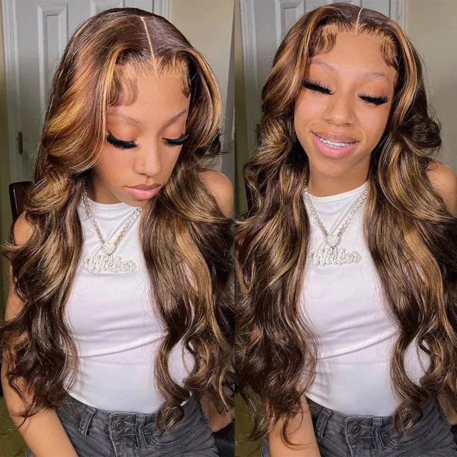 Light Brown Brazilian Human Hair Swiss Lace Wig