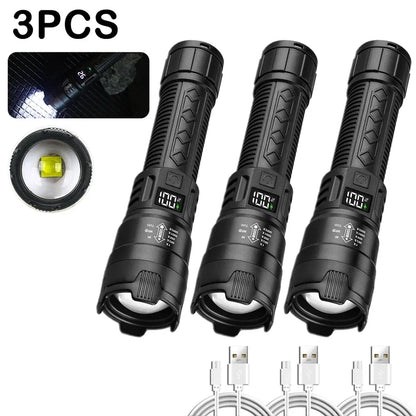 High Power 2000LM LED Flashlight Built-in Battery USB