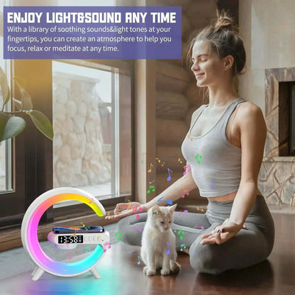 Multifunction Wireless Charger Stand Pad RGB Light Speaker