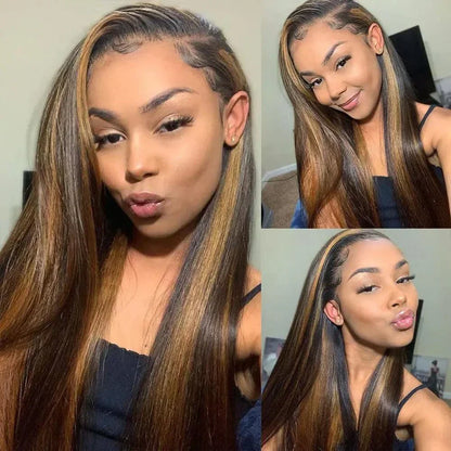 1B30 Straight Highlight HD Lace Frontal Wig - 30" 180 Density