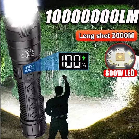 High Power 2000LM LED Flashlight Built-in Battery USB