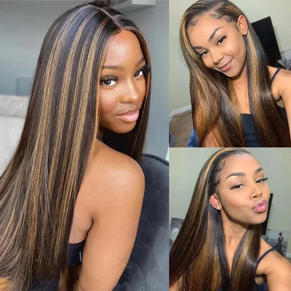 1B30 Straight Highlight HD Lace Frontal Wig - 30" 180 Density