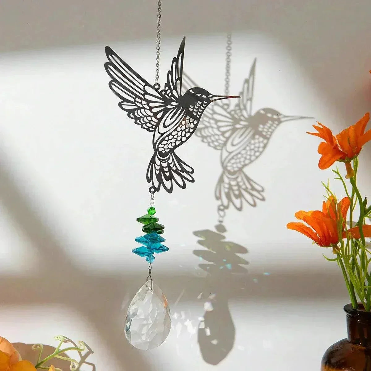 Crystal Hummingbird Suncatcher - Pendant. This is a decoration, metal